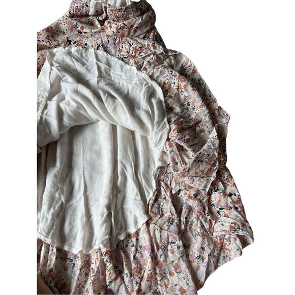 Free People Midi Skirt Ditsy Floral size XS Multicolor Boho Pull On Ruffles - Picture 10 of 12